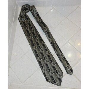 Vintage Gray & Black Covington Silk Neck Tie geometric
